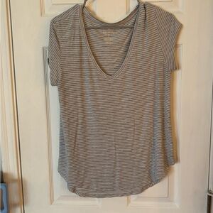 AE Gray Striped Women's Top